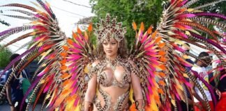 Rihanna Dazzles in Bejeweled, Curve-Baring Carnival Costume: See Her Look!